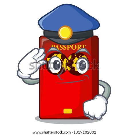 Police red passport in the character shape