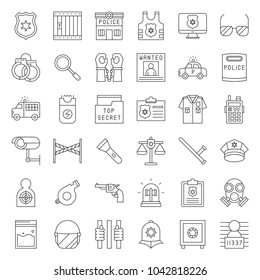 Police Related Icon Set, Outline Vector