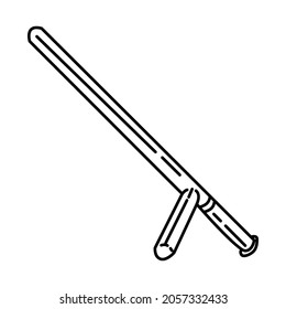 Police Riot Baton Part of Police Equipment and Accessories Hand Drawn Icon Set Vector.