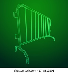 Police riot fence. Wireframe low poly mesh vector illustration.