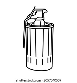 Police Riot Tear Gas Canister Part of Police Equipment and Accessories Hand Drawn Icon Set Vector.