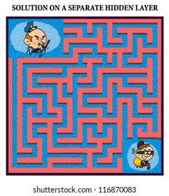 Police and Robber Maze Game: help the Policeman catch the Robber: Maze puzzle with solution