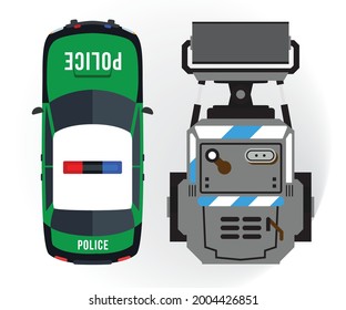 Police and Roller Icon or vector
