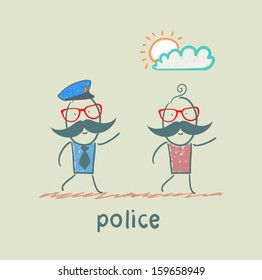 Police running after a criminal