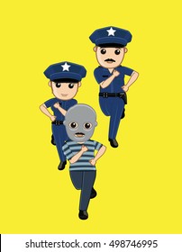 Police Running Behind Robber