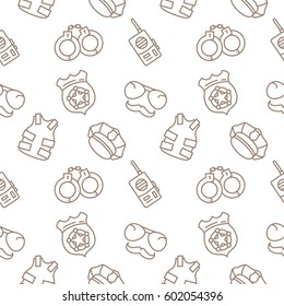 Police seamless pattern on a white background with isolated icon