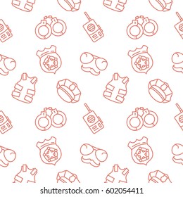 Police seamless pattern on a white background with isolated icon
