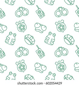 Police seamless pattern on a white background with isolated icon
