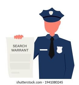 Police search warrant illustration. Clipart image isolated on white background