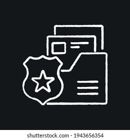 Police secret documents, protocol chalk icon. Law enforcement. Protection equipment. Thin line contour symbols. Isolated vector outline illustrations. Editable stroke