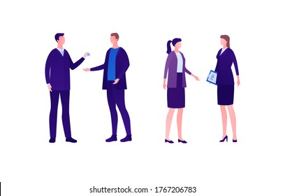 Police security and fbi agent character concept. Vector flat person illustration set. Group of caucasian people. Men and women in suit with badge and notebook. Design for banner, infographic, web.