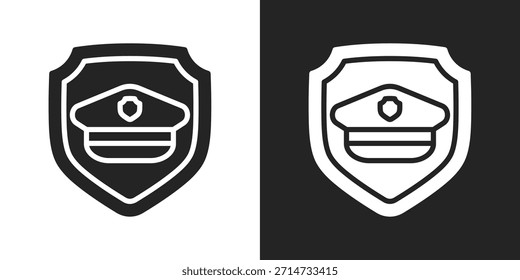 Icono De Seguridad Policial En Estilo Glifo Blanco Y Negro
