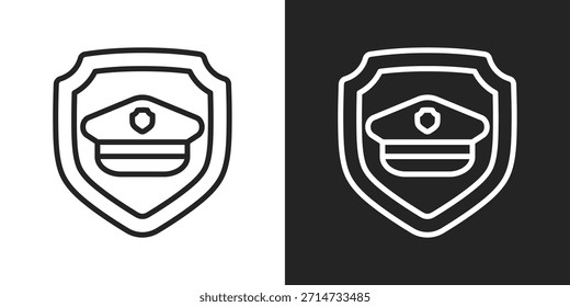 Icono De Seguridad Policial En Estilo De Línea En Blanco Y Negro