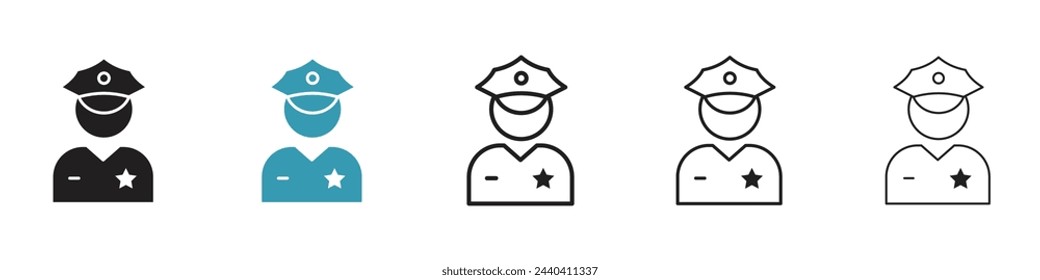 Police and Security Personnel Icons. Law Enforcement Officers. Public Safety and Protection Symbols