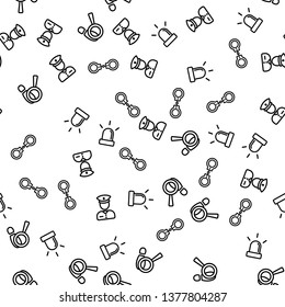 Police Security Private Handcuffs Seamless Pattern. Police Detective Identification Prisoner. Spy Complex Look Investigator. Effect Criminal Human ID Law Flat Vector Illustration