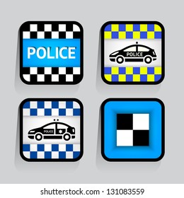 Police - set stickers square on the gray background, vector illustration 10eps