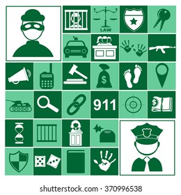 Police set vector icons
