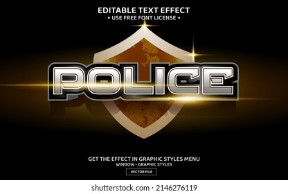 Police with shield 3D editable text effect template