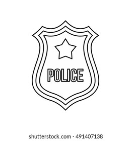 Police Shield Badge Icon In Outline Style Isolated On White Background Vector Illustration