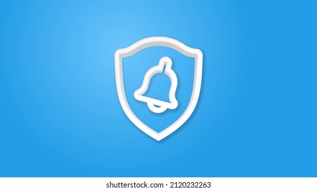 protector policial y campana, señal de alerta de seguridad icono de línea 3d. Ilustración vectorial realista. Pictograma aislado. Vista superior. Colorido diseño de sombra transparente.