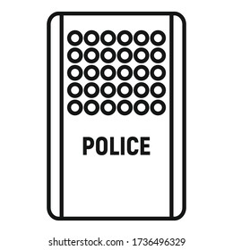 Icono de escudo policial. Esbozar icono de vector de escudo policial para diseño web aislado en fondo blanco
