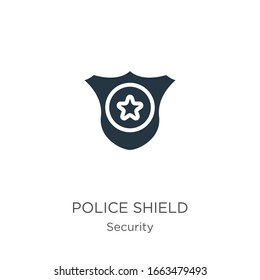 Police shield icon vector. Trendy flat police shield icon from security collection isolated on white background. Vector illustration can be used for web and mobile graphic design, logo, eps10