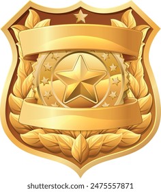 A police shield star sheriff cop badge or military security crest emblem motif 