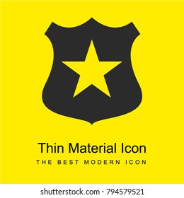 Police shield with a star symbol bright yellow material minimal icon or logo design