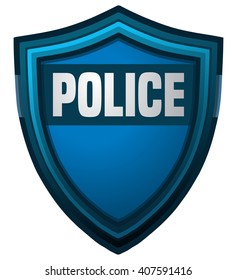 Police Shield, Vector Illustration Isolated On White Background.