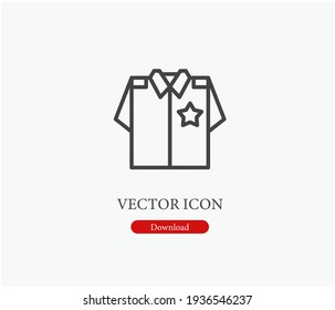 Police shirt vector icon. Editable stroke. Symbol in Line Art Style for Design, Presentation, Website or Apps Elements, Logo. Pixel vector graphics - Vector