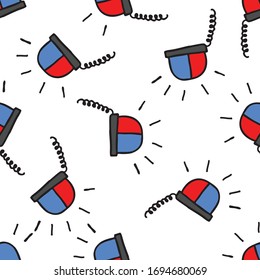 police signal seamless doodle pattern, vector illustration
