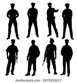 Police silhouette illustration black white art