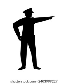 police silhouette pointing vector isolated