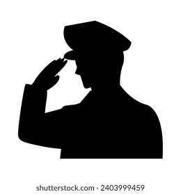 police silhouette saluting icon vector isolated