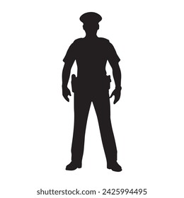 police silhouette vector isolated black on white background