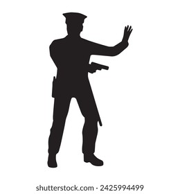 police silhouette vector isolated black on white background