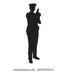 police silhouette vector isolated black on white background