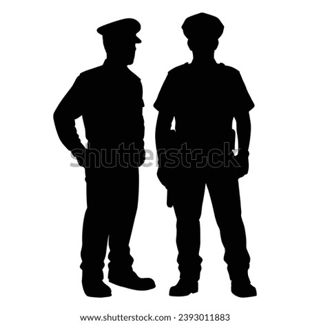 Police Silhouettes on White Background