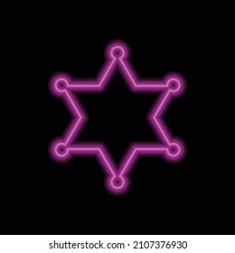 Police simple icon. Flat desing. Purple neon on black background.ai