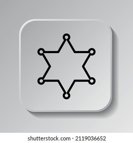 Police simple icon. Flat desing. Black icon on square button with shadow. Grey background.ai