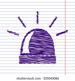 Police single black icon isolated. Vector with pen and school paper effect 