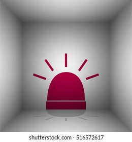 Police single sign. Bordo icon with shadow in the room.
