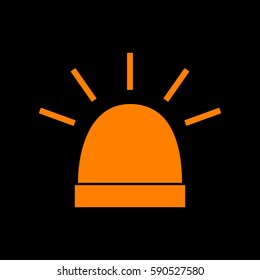 Police single sign. Orange icon on black background.