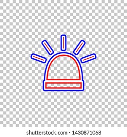 Police single sign. Red, white and contour icon at transparent background. Illustration.
