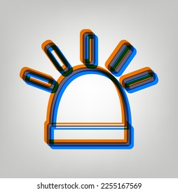 Police single sign. Stroked Icon in orange, azure and old lavender Colors at gray Background. Illustration.
