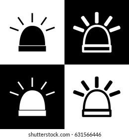 Police single sign. Vector. Black and white icons and line icon on chess board.