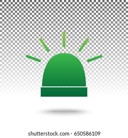 Police single sign. Vector. Green gradient icon with shadow at bottom on transparent and white background.