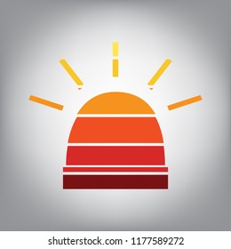Police single sign. Vector. Horizontally sliced icon with colors from sunny gradient in gray background.