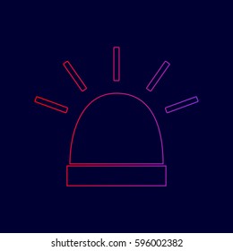 Police single sign. Vector. Line icon with gradient from red to violet colors on dark blue background.
