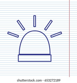 Police single sign. Vector. Navy line icon on notebook paper as background with red line for field.